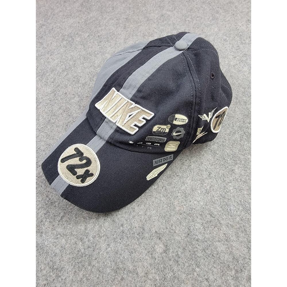 Nike Hat Cap Strap Back Mens Black Gray Embroidered 72x Just Do It Zoom Max